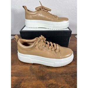 J/Slides West Nude Leather Platform Sneakers Womens 10 M Low‎ Top Flatform Tan